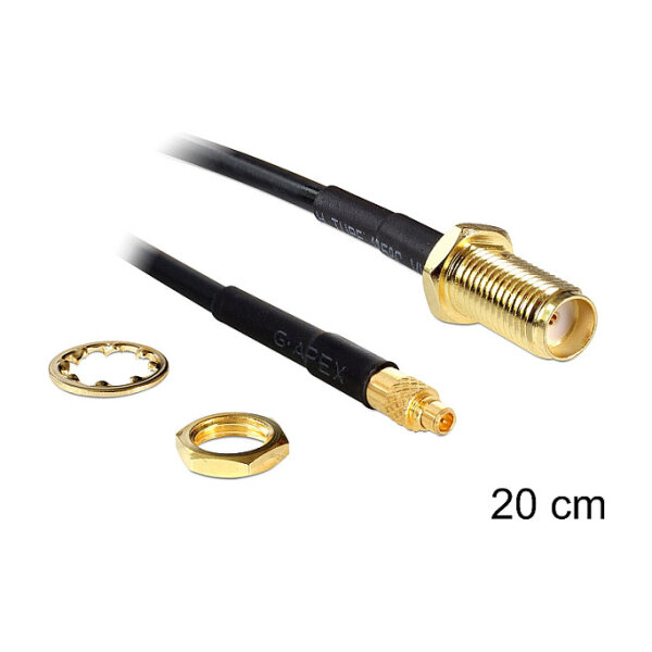 DELOCK Antennenkabel SMA Buchse zum Einbau zu MMCX Stecker 200mm