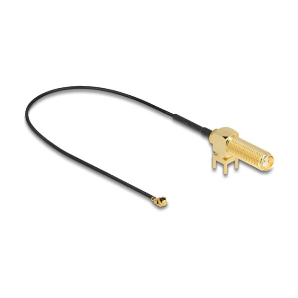 DELOCK Antennenkabel SMA 90 PCB Buchse zum Einbau zu I-PEX Inc. MHF I Stecker 1.13 25cm Gewindelnge 15mm