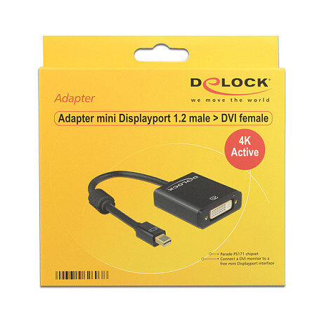 DELOCK Adapterkabel mini DisplayPort 1.2 Stecker > DVI 24+5 Buchse schwarz 4K Aktiv