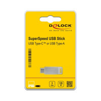 STICK DELOCK USB 3.2 Gen 1 USB-C + Typ-A Speicherstick 128GB - Metallgehuse