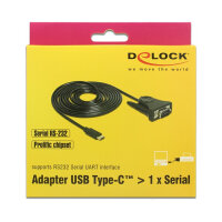 USB C > Adapter 1 x Seriell DB9 RS-232 Delock