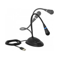 Broadcast Delock USB Schwanenhals Mikrofon mit Standfuß und Mute + On / Off Taste