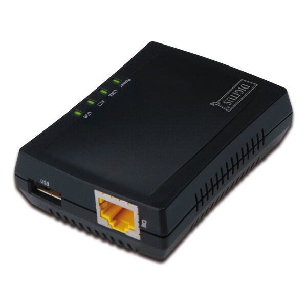 DIGITUS USB-Netzwerkserver 1-Port +Printserver, NAS-&USB-HUB