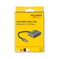 DELOCK 4 Port USB 3.2 Gen 1 Hub mit USB Typ-A Anschluss - USB Typ-A Buchsen oben