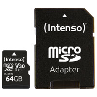 CARD 64GB Intenso MicroSDXC 90MB/s +Adapter