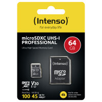 CARD 64GB Intenso MicroSDXC 90MB/s +Adapter