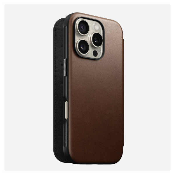 Nomad Modern Leather Folio iPhone 16 Pro Brown