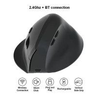 Equip Ergonomische Maus DM 2.4GHz+BT 6Button Rechts schwarz