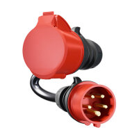 go-e Adapter fr Gemini flex 22 kW, CEE rot Drehstrom 32A > CEE rot 16A (schwarz, 30cm)