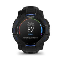 Garmin Instinct® AMOLED black mit Silikon-Wechselarmband 26 mm bolt blue