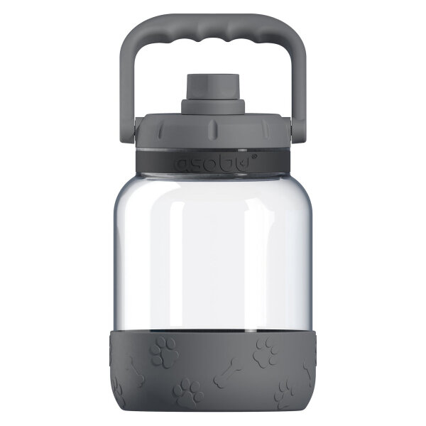 Asobu - The Barkley Dog Bowl - Tritanflasche 1,5 Liter mit Hundenapf grau