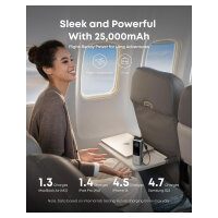 ANKER PowerBank 25.000mAh 165W 3x 100W USB-C 1x USB-A Smart Display zwei integrierte Ladekabel silber