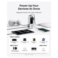 ANKER PowerBank 25.000mAh 165W 3x 100W USB-C 1x USB-A Smart Display zwei integrierte Ladekabel silber