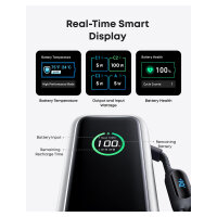 ANKER PowerBank 25.000mAh 165W 3x 100W USB-C 1x USB-A Smart Display zwei integrierte Ladekabel silber