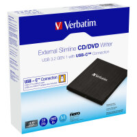 Verbatim Externer Slimline CD/DVD-Brenner mit USB-C-Anschluss