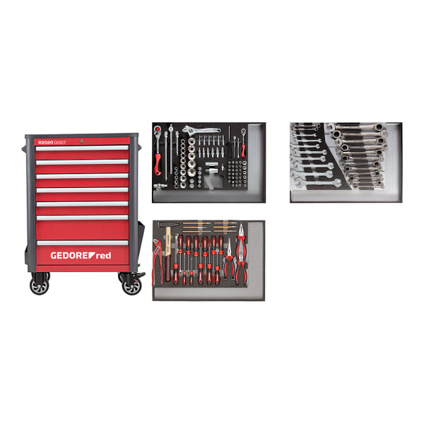 Gedore red Werkzeugwagen WINGMAN (rot, inkl. 129 Werkzeuge)