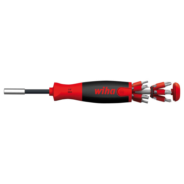 Wiha Schraubendreher mit Bit Magazin LiftUp 25, 1/4" (schwarz/rot, 13-teilig, magnetisch)
