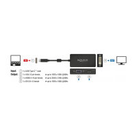 DeLock 63925 - Adapter USB Type-C Stecker> VGA HDMI DVI Buchse schwarz - Adapter - Digital/Daten