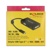 DeLock 63925 - Adapter USB Type-C Stecker> VGA HDMI DVI Buchse schwarz - Adapter - Digital/Daten