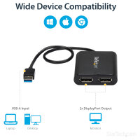Adapter USB3.0 (ST) > 2x DisplayPort (BU) 4K 60Hz 30cm StarTech.com Black