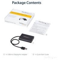 Adapter USB3.0 (ST) > 2x DisplayPort (BU) 4K 60Hz 30cm StarTech.com Black