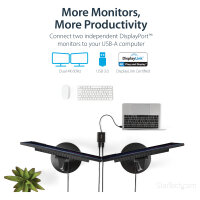 Adapter USB3.0 (ST) > 2x DisplayPort (BU) 4K 60Hz 30cm StarTech.com Black