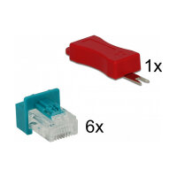 Delock Secure Clip Set LAN-Kabel Sicherheitsschloss Set 6er Red