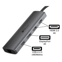 GoodConnections HUB-C001A USB-C HUB 10-Port 2xHDMI  1xDP  1xUSB-C  2xUSB 3.0  1xUSB 2.0  1xRJ45  1xKartenleser Anthrazit