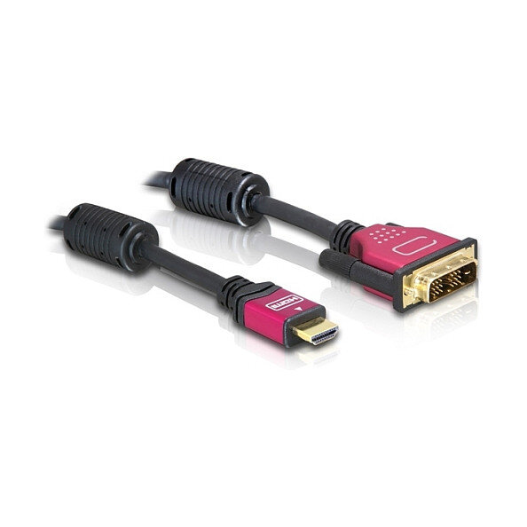 DeLock HDMI > DVI 24+1 (ST-ST) 5m Adapterkabel vergoldet Black