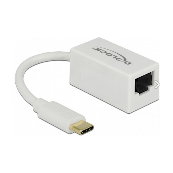 USB C > Adapter Netzwerk RJ45 (1000 MBit/s) weiß Delock