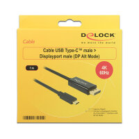 DeLock DisplayPort 1.2 > USB-C (ST-ST) 1m Adapterkabel...