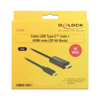 USB C > HDMI Stecker (4K 60Hz) 2 m schwarz Delock