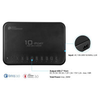 GoodConnections USB Desktop Schnellladestation 200W 10-Port USB-C Schwarz
