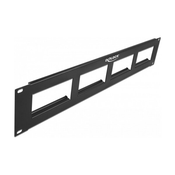 DeLock Patchpanel 19" 2HE mit4x 90,5x45,2mm Ausschnitt Schwarz