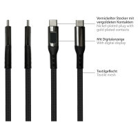 GoodConnections USB-C 2.0 (ST-ST) 1m Anschlusskabel mit Digitalanzeige Textilmantel 100W Schwarz