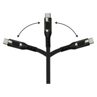 GoodConnections USB-C 2.0 (ST-ST) 1m Anschlusskabel mit Digitalanzeige Textilmantel 100W Schwarz