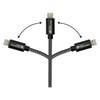GoodConnections USB-A 2.0 > Lightning (ST-ST) 0,5m Ladekabel Textilmantel 12W Schwarz