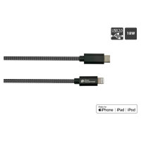 GoodConnections USB-C 2.0 > Lightning (ST-ST) 0,5m Ladekabel Textilmantel 18W Schwarz