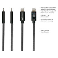 GoodConnections USB-C 2.0 > Lightning (ST-ST) 0,5m Ladekabel Textilmantel 18W Schwarz