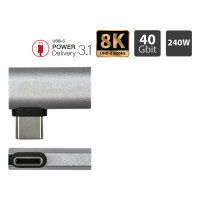 GoodConnections USB-C 4.0 (ST-BU) Winkeladapter / Portschoner 240W 8K 60Hz Silber