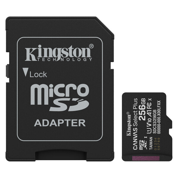CARD Kingston 256GB microsdxc Canvas Select Plus Gen3 150MB/s A1 Card + Adapter