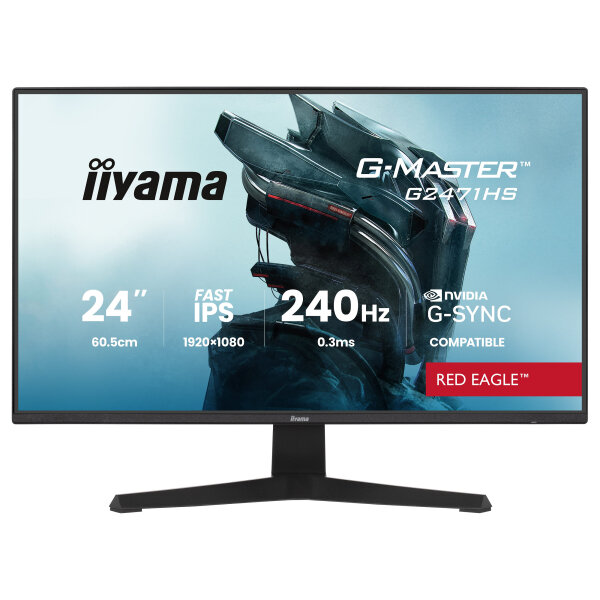 60,5 cm/23,8? (1920×1080) iiyama G-Master G2471HS-B1 16:9 FHD Fast IPS 0,3 ms (MPRT) 240 Hz HDMI 2.0 ×2 DisplayPort 1.2 VESA Black