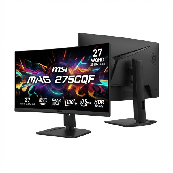 68,58cm/27" (2560x1440) MSI MAG 275CQF E18 16:9 Curved RapidVA 0,5ms 180Hz 2xHDMI DisplayPort HDR Ready Black