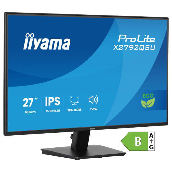 68,6cm/27" (2560x1440) iiyama ProLite X2792QSU-B1 16:9 IPS 3ms 100Hz HDMI DisplayPort USB VESA Speaker Black