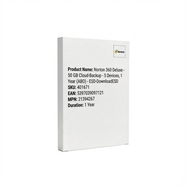 Norton 360 Deluxe - 50 GB Cloud-Speicher - 5 Devices, 1 Year (ABO) - ESD-Download