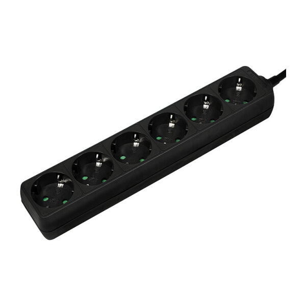 Logilink Steckdosenleiste 6-fach mit Schutzkontakt , schw.