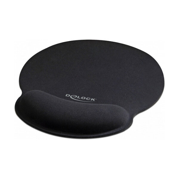 DELOCK Mauspad mit Handballenauflage rund schwarz