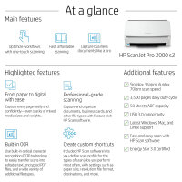 HP Scanjet Pro 2000 s2 Dokumentenscanner 35 S./Min. USB 3.0 ADF Duplex