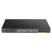 DGS-1250-28XMP/E 28-Port Smart Managed PoE+ Gigabit Switch 24x 10/100/1000BASE-T PoE 4x 10-Gigabit-Port (SFP+)
