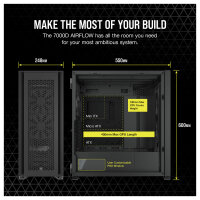 Corsair 7000D Airflow Black Full Tower Gaming Gehäuse mit Glas Seitenfenster